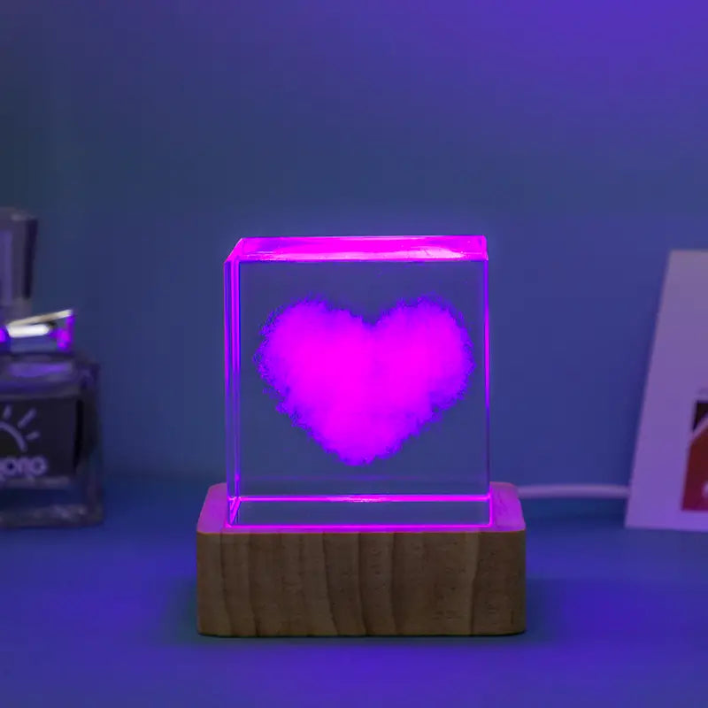 Moon Milky Way Glass Crystal Cube Night Light Ornament