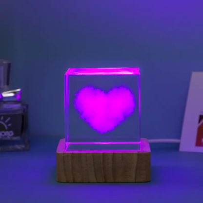 Moon Milky Way Glass Crystal Cube Night Light Ornament